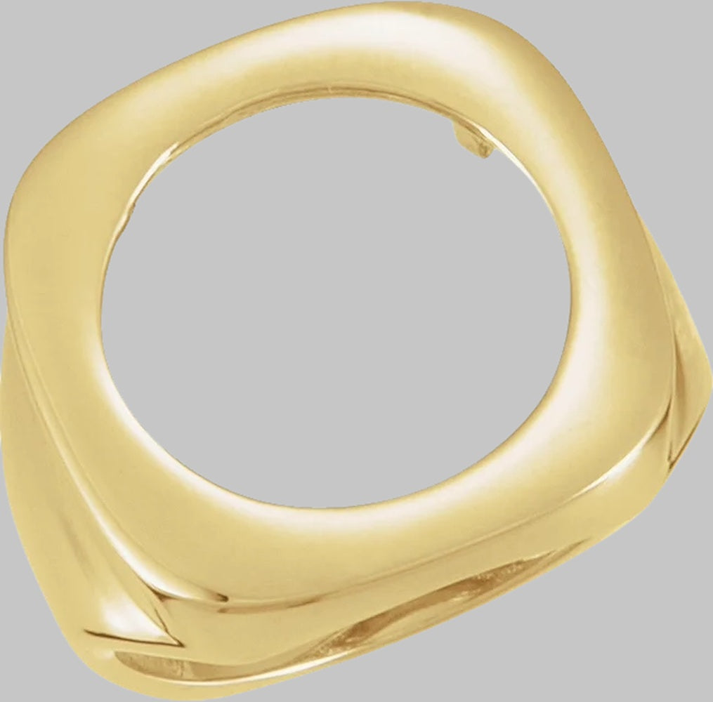 Coin Frame Bezel Tab Back Setting Ring Mounting in 10K/14K/18K Yellow White Gold, Sterling Silver and Platinum with 13mm and 13.9mm Coin Size