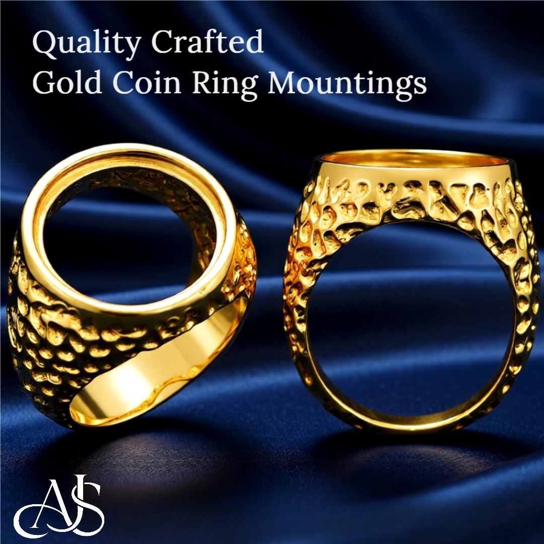 Coin Frame Bezel Polished Nugget Ring Mounting in 10K/14K Yellow White Gold and Sterling Silver with 17.9 mm Coin Size