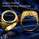 Load image into Gallery viewer, Coin Frame Bezel Polished Nugget Ring Mounting in 10K/14K Yellow White Gold and Sterling Silver with 17.9 mm Coin Size
