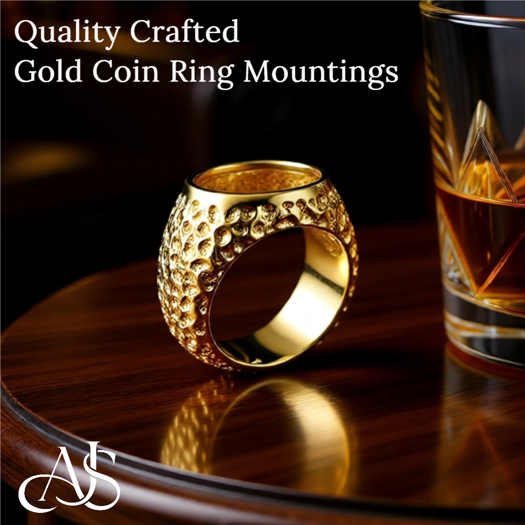Coin Frame Bezel Polished Nugget Ring Mounting in 10K/14K Yellow White Gold and Sterling Silver with 17.9 mm Coin Size