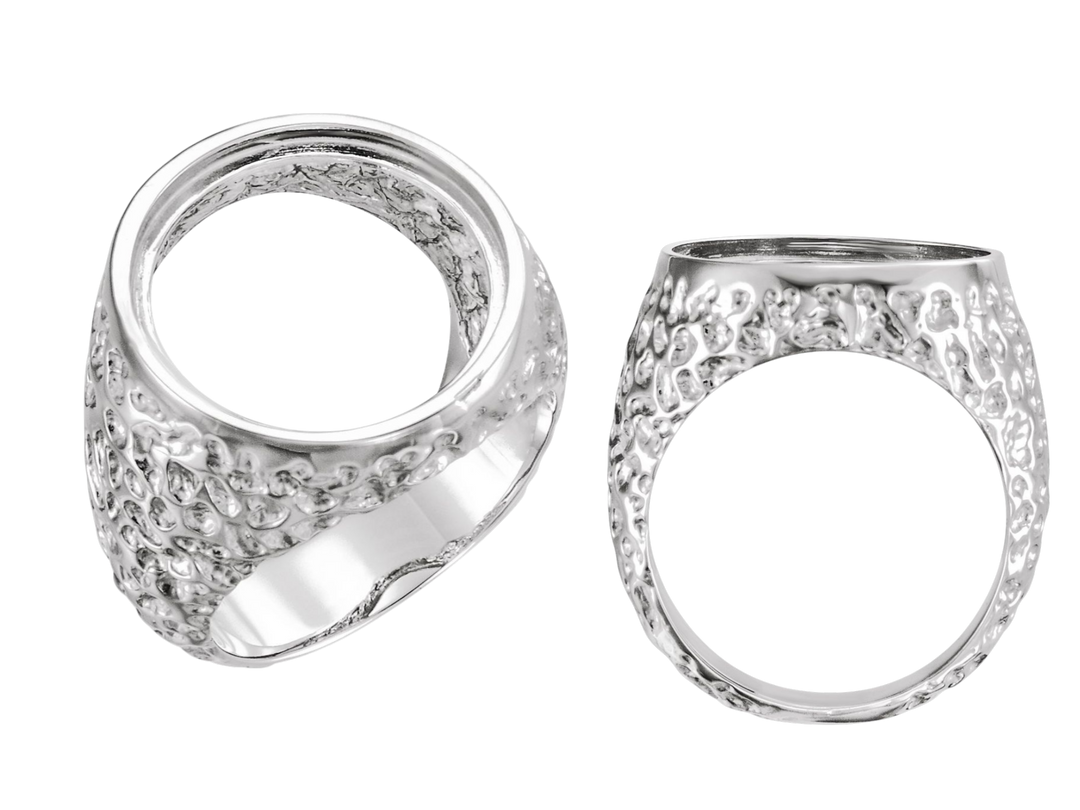 Coin Frame Bezel Polished Nugget Ring Mounting in 10K/14K Yellow White Gold and Sterling Silver with 17.9 mm Coin Size