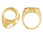 Load image into Gallery viewer, Coin Frame Bezel Polished Nugget Ring Mounting in 10K/14K Yellow White Gold and Sterling Silver with 17.9 mm Coin Size

