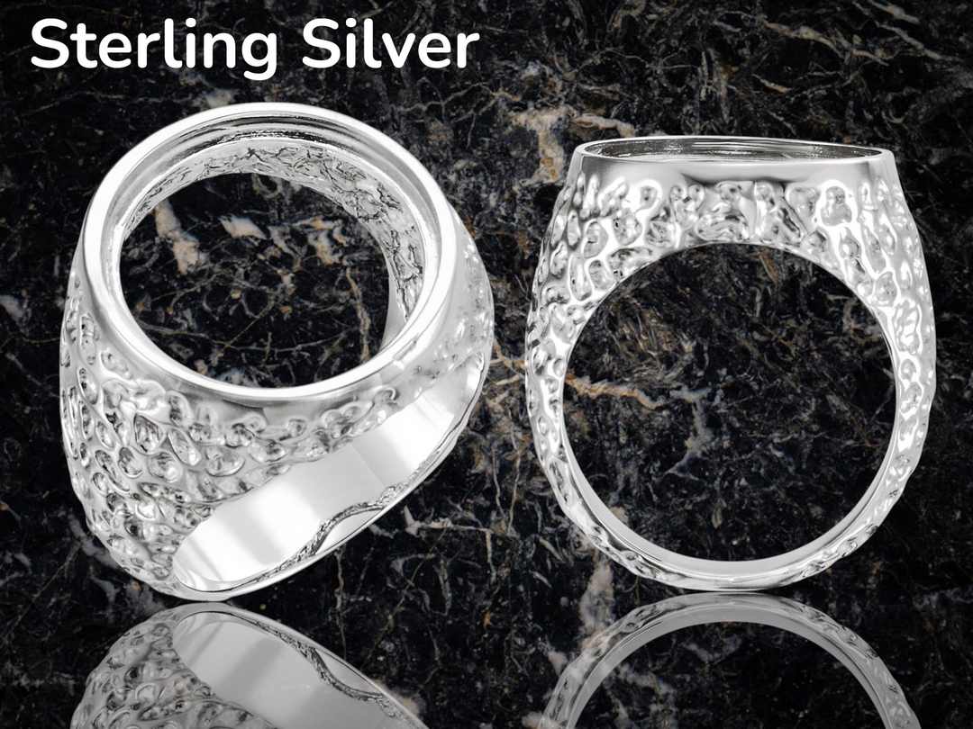 Coin Frame Bezel Polished Nugget Ring Mounting in 10K/14K Yellow White Gold and Sterling Silver with 17.9 mm Coin Size