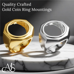 Load image into Gallery viewer, Coin Frame Bezel 17.9 mm Coin Size Ring Mounting in 10K/14K/18K Yellow White Gold, Sterling Silver and Platinum
