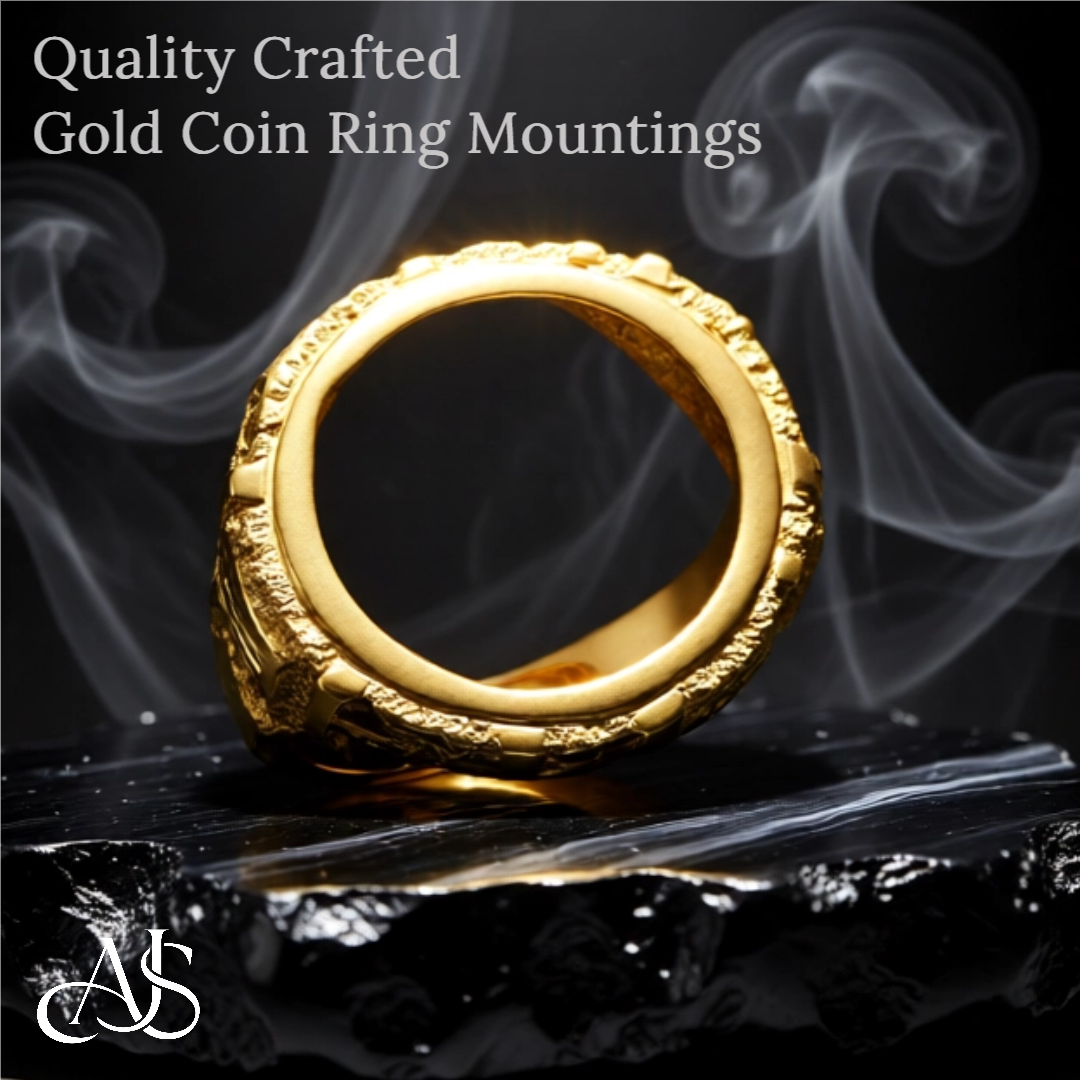 10K/14K/18K Yellow White Gold Coin Frame Bezel Ring Mounting Ring Size 10 with 17.9 mm Coin