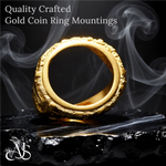 Load image into Gallery viewer, 10K/14K/18K Yellow White Gold Coin Frame Bezel Ring Mounting Ring Size 10 with 17.9 mm Coin
