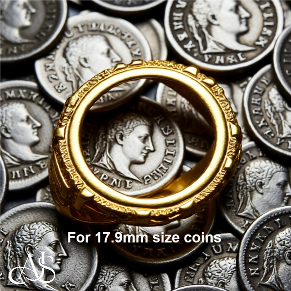 10K/14K/18K Yellow White Gold Coin Frame Bezel Ring Mounting Ring Size 10 with 17.9 mm Coin