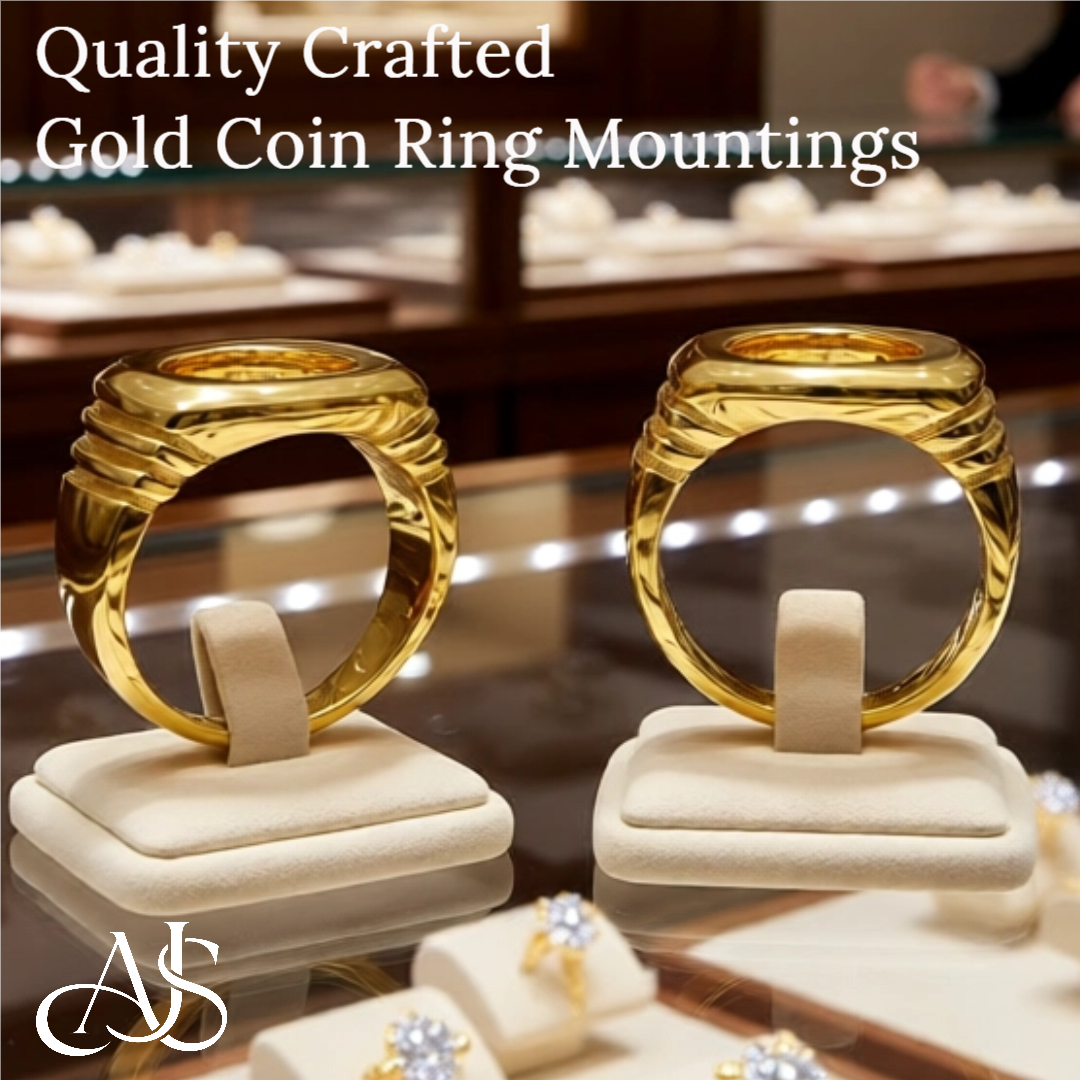 Coin Frame Bezel Ring Mounting in 10K/14K/18K Yellow White Gold, Sterling Silver and Platinum - Ring Size 10 with 13.9mm, 15mm Coin Size