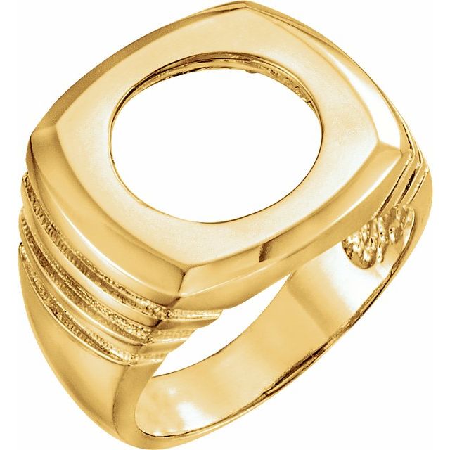 Coin Frame Bezel Ring Mounting in 10K/14K/18K Yellow White Gold, Sterling Silver and Platinum - Ring Size 10 with 13.9mm, 15mm Coin Size