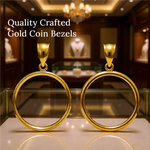 Load image into Gallery viewer, 14K Yellow Gold Coin Bezel Mountings for US and Foreign Coins in 13mm - 39.5mm Coin Size
