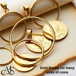Load image into Gallery viewer, 14K Yellow Gold Coin Bezel Mountings for US and Foreign Coins in 13mm - 39.5mm Coin Size
