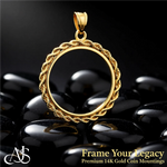 Load image into Gallery viewer, 14K Yellow  Gold Coin Bezel Pendant - 2mm Polished Rope Edge Prong Setting for 13mm-39.5mm Coins - Fine Jewelry Holder Necklace Charm
