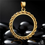 Load image into Gallery viewer, 14K Yellow  Gold Coin Bezel Pendant - 2mm Polished Rope Edge Prong Setting for 13mm-39.5mm Coins - Fine Jewelry Holder Necklace Charm
