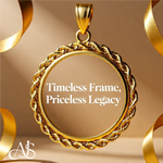 Load image into Gallery viewer, 14K Yellow  Gold Coin Bezel Pendant - 2mm Polished Rope Edge Prong Setting for 13mm-39.5mm Coins - Fine Jewelry Holder Necklace Charm
