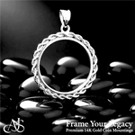 Load image into Gallery viewer, 14K White Gold Coin Bezel Pendant - 2mm Polished Rope Edge Prong Setting for 14mm-22mm Coins
