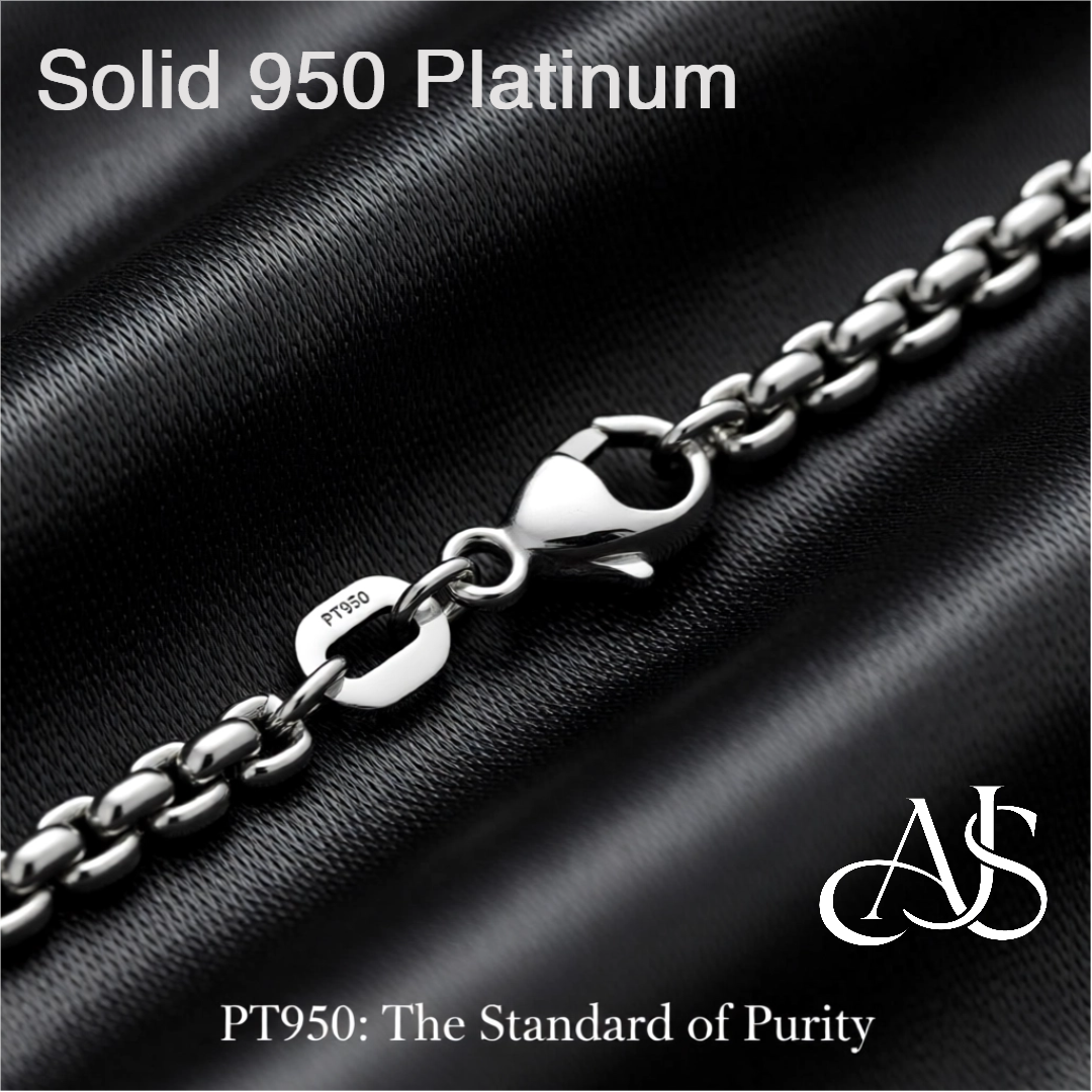 Round Box 950 Platinum Chain Necklace Widths 1.6mm, 2.7mm, and 3.2mm