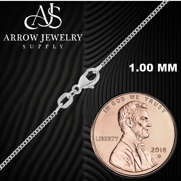 Curb Link 950 Platinum Chain Necklace 1.0mm, 1.80mm, 2.70mm Widths