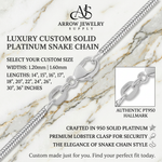 Load image into Gallery viewer, Round Snake 950 Platinum Chain Necklace 1.2mm and 1.6mm Widths
