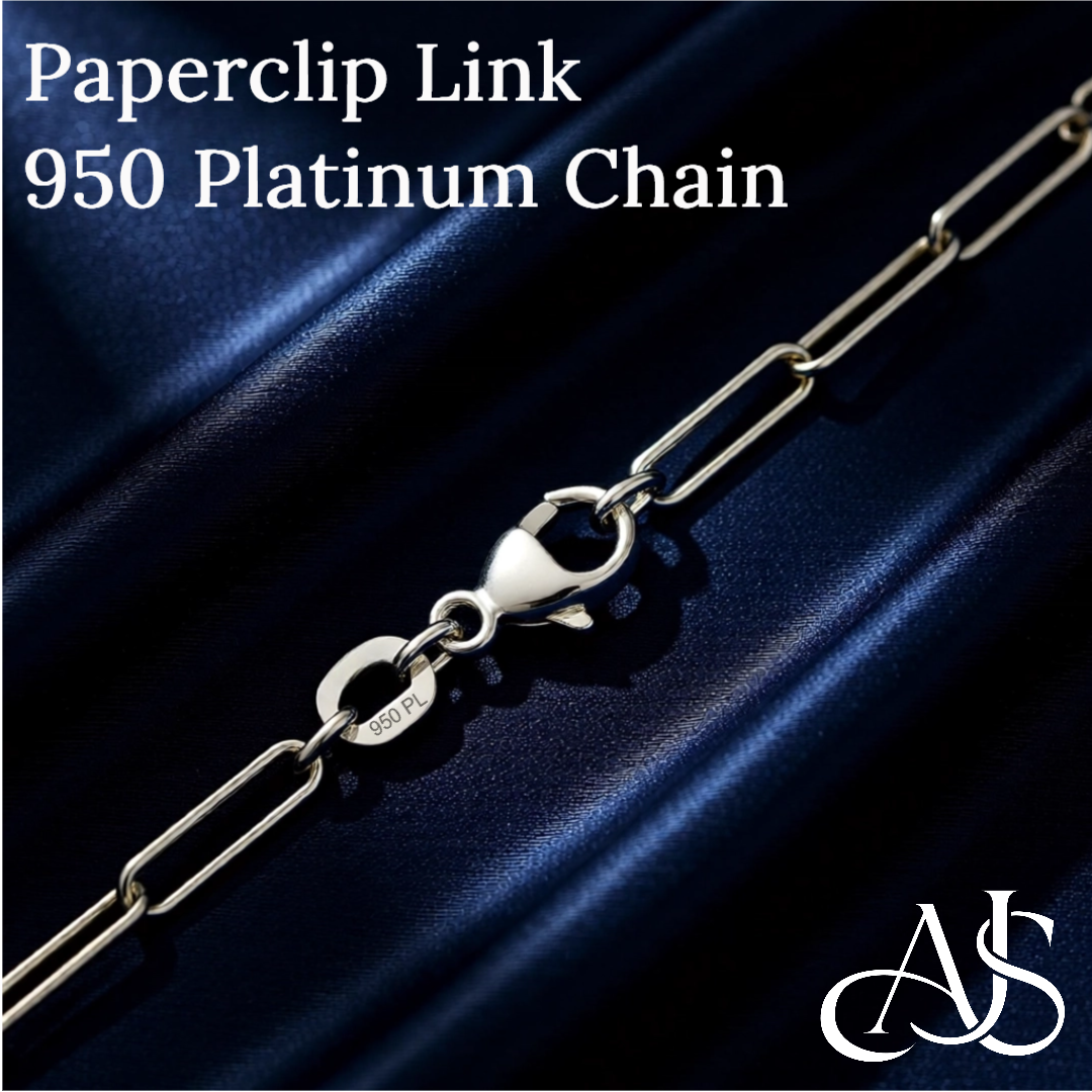 Paperclip Cable Links 950 Platinum Chain 1.60mm, 2.20mm, 2.70mm Widths