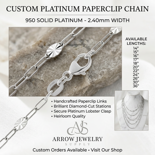 Paperclip 950 Platinum Chain 2.4mm With Starburst Accent Stations