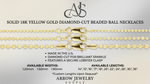 Load image into Gallery viewer, 18K Yellow Solid Gold Diamond Cut Round Ball Bead Necklace Chain
