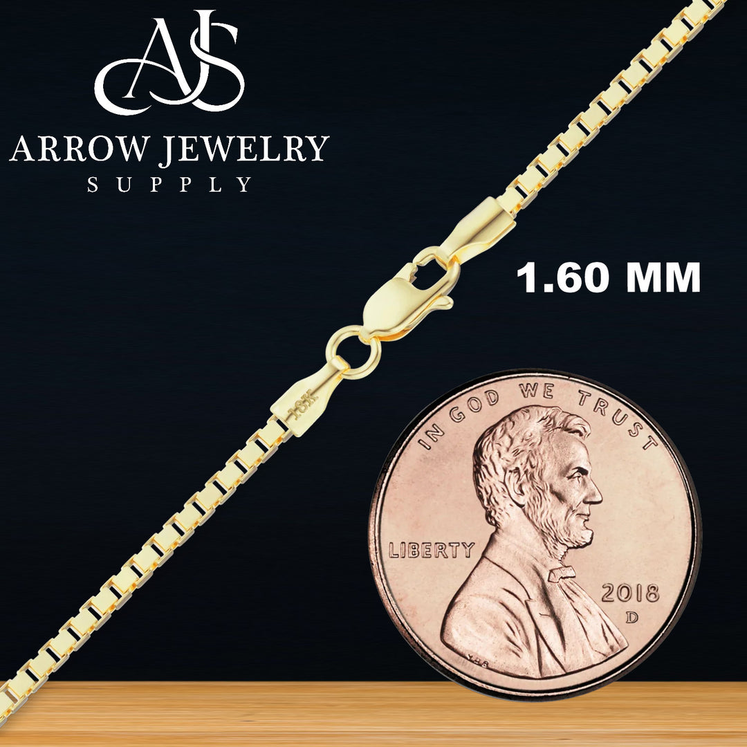 18K Yellow Solid Gold Venetian Box Necklace Chain