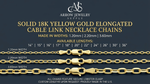 Load image into Gallery viewer, 18K Yellow Solid Gold Elongated Oval Cable Link Necklace Chain
