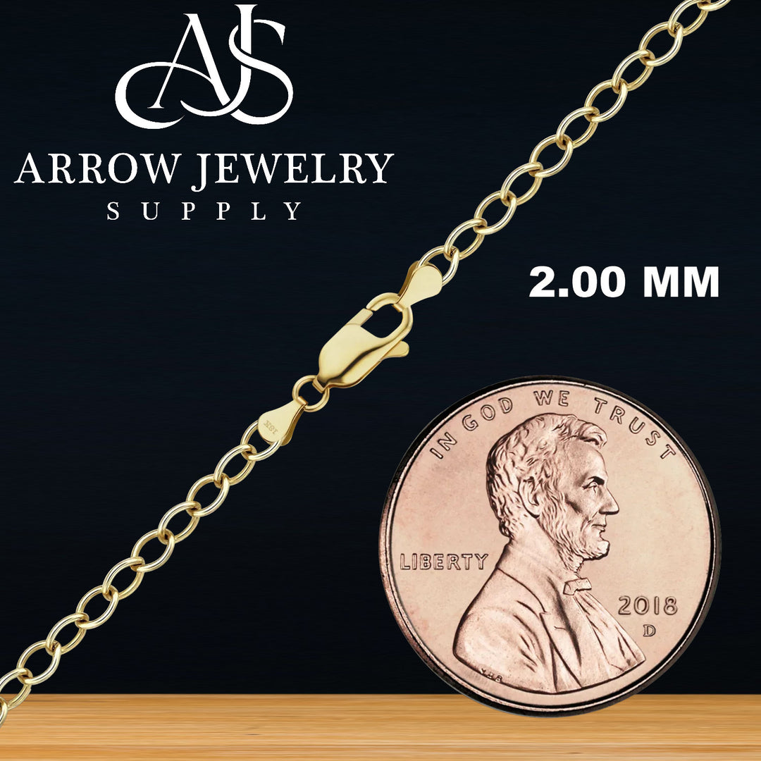 18K Yellow Solid Gold Light Round Cable Links Necklace Chain