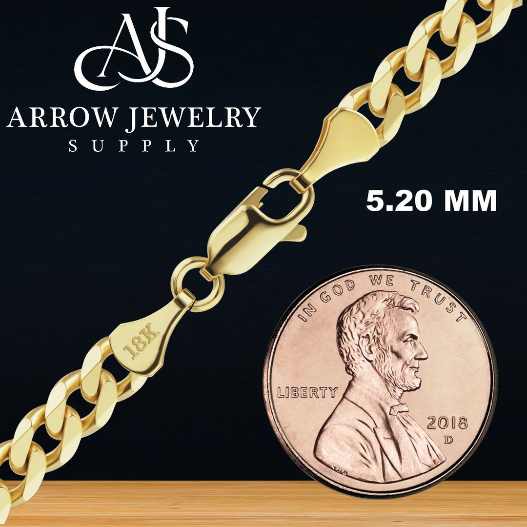 18K Yellow Solid Gold Classic Curb Cuban Link Necklace Chain