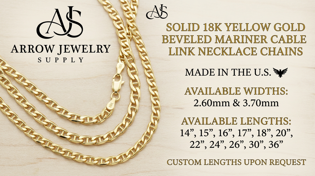 18K Yellow Solid Gold Mariner Curb Link Necklace Chain