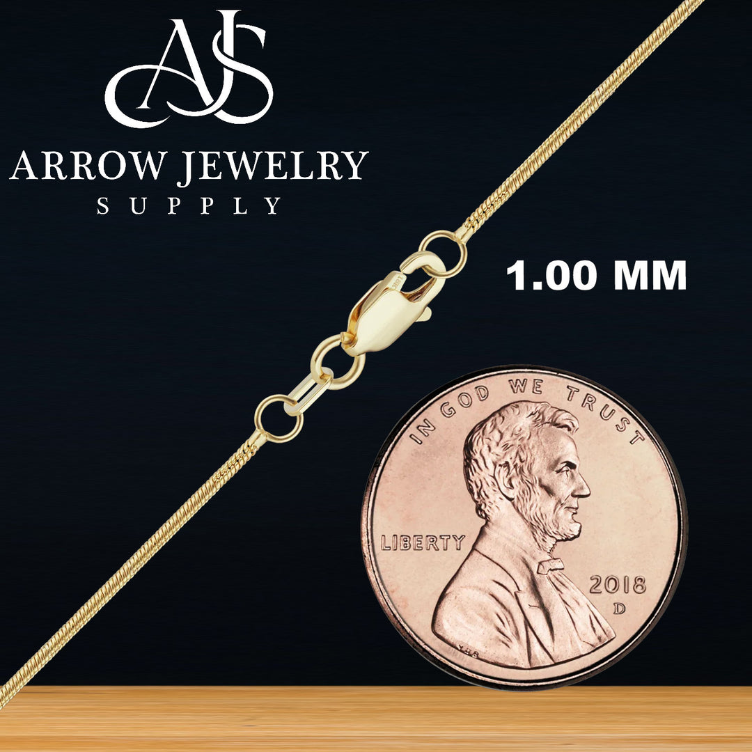 18K Yellow Solid Gold Round Snake Necklace Chain