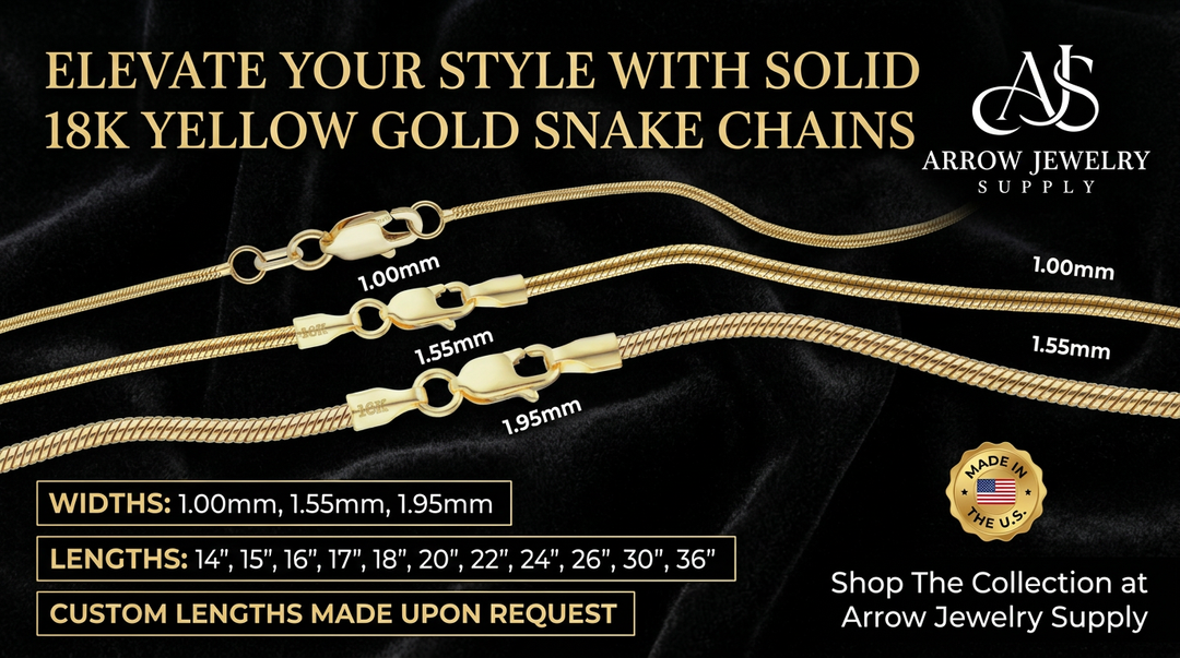 18K Yellow Solid Gold Round Snake Necklace Chain