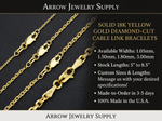 Load image into Gallery viewer, 18K Yellow Solid Gold Diamond Cut Round Cable Bracelet 1.05mm, 1.5mm, 1.8mm, or 3.0mm Widths
