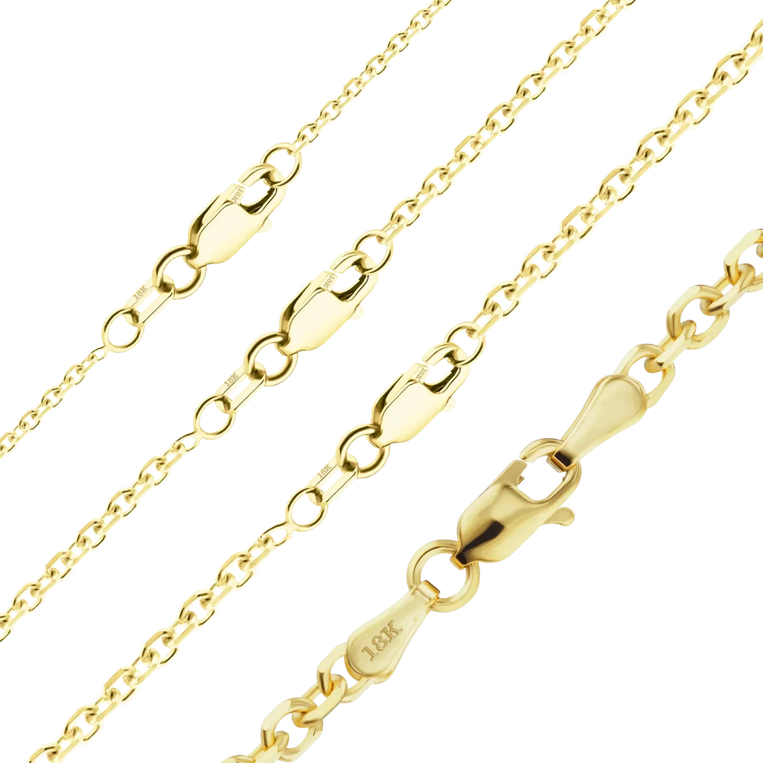 18K Yellow Solid Gold Diamond Cut Round Cable Bracelet 1.05mm, 1.5mm, 1.8mm, or 3.0mm Widths