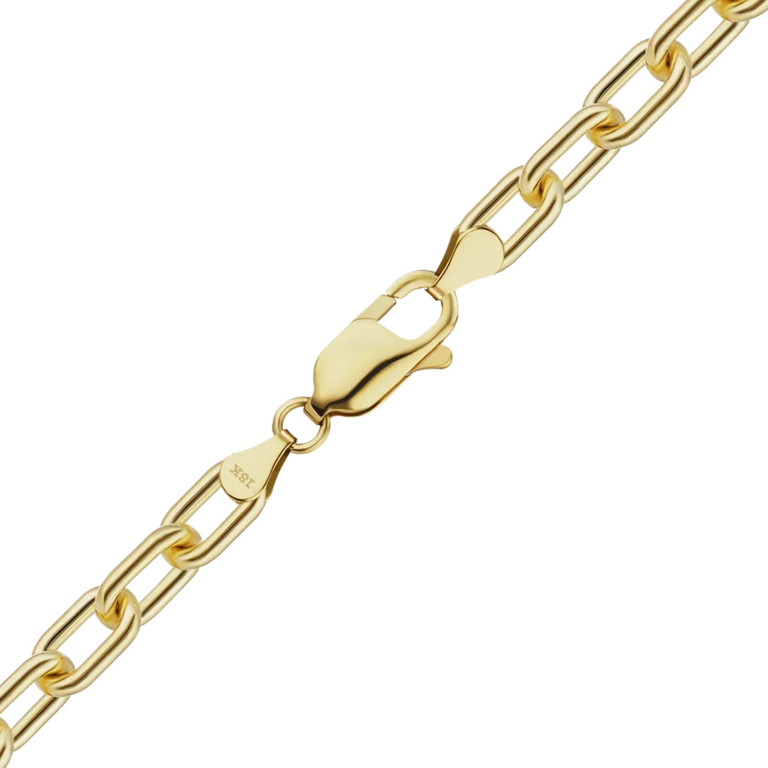 18K Solid Yellow Gold Elongated Cable Bracelet in 1.20mm, 2.20mm, and 3.60mm widths