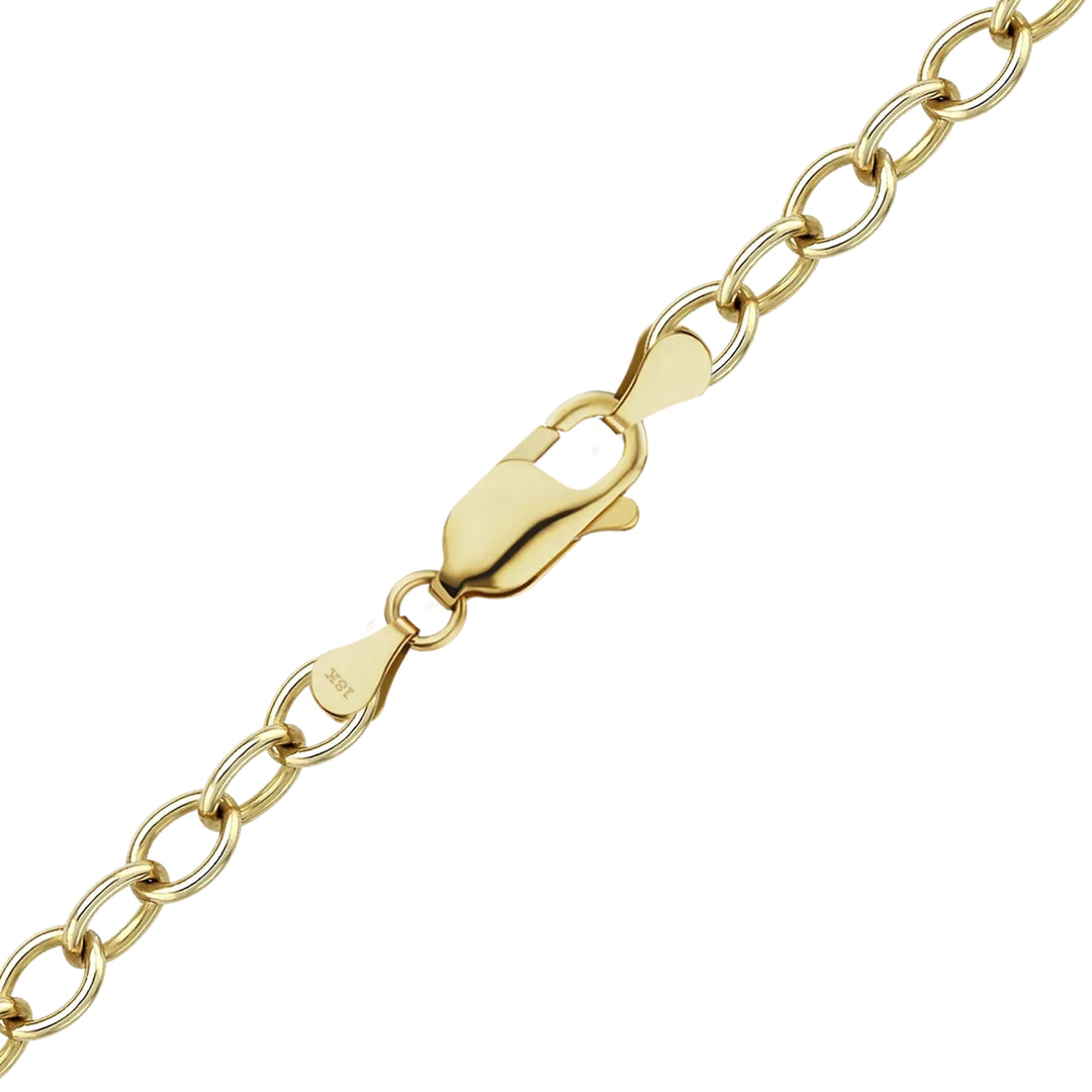 18K Yellow Solid Gold Light Round Cable Bracelets 1.4 - 3.3mm Widths
