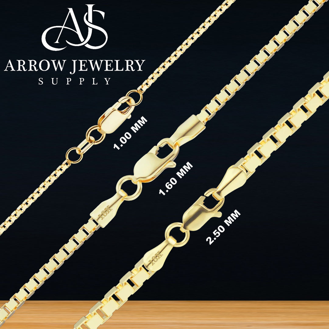 18K Yellow Solid Gold Venetian Box Chain Bracelet