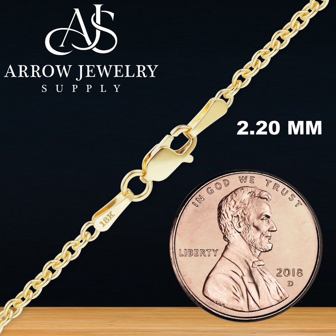 18K Yellow Solid Gold Heavy Round Cable Bracelet 0.7 - 3.8mm Widths