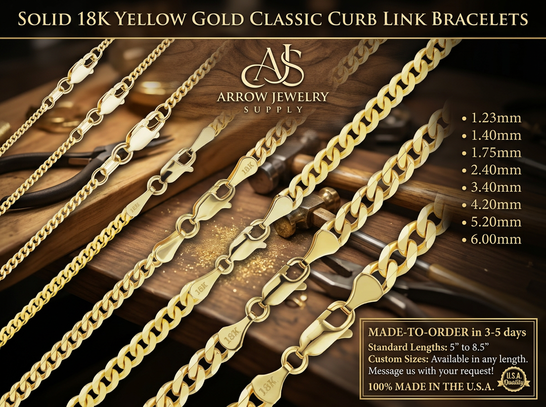 18K Yellow Solid Gold Classic Curb Cuban Bracelet Any length custom made