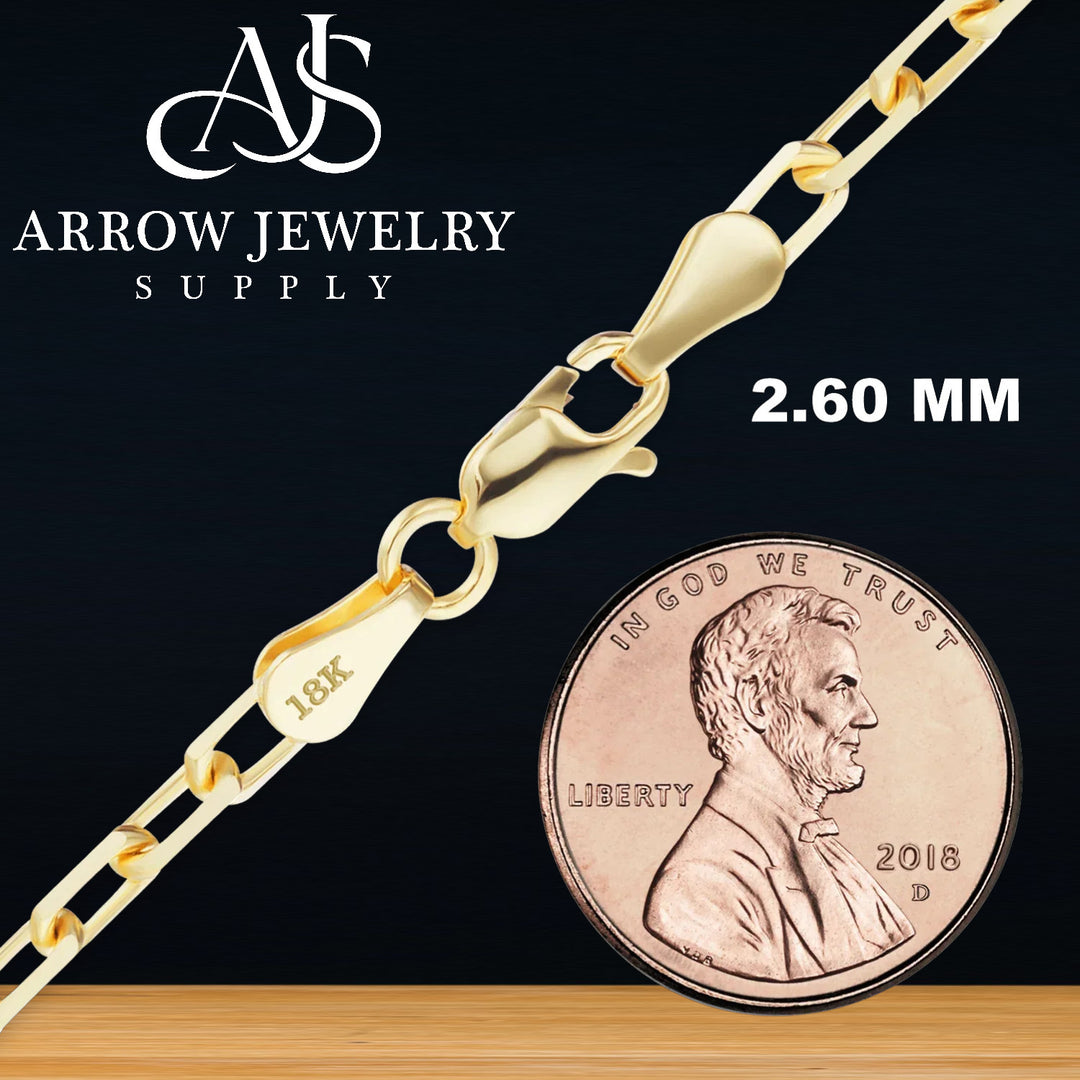 18K Yellow Solid Gold Elongated Diamond Cut Cable Bracelet