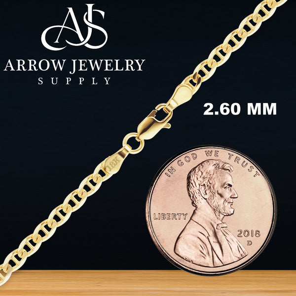 18K Yellow Gold Mariner Curb Link Chain Bracelet in 2.6mm and 3.7mm Widths