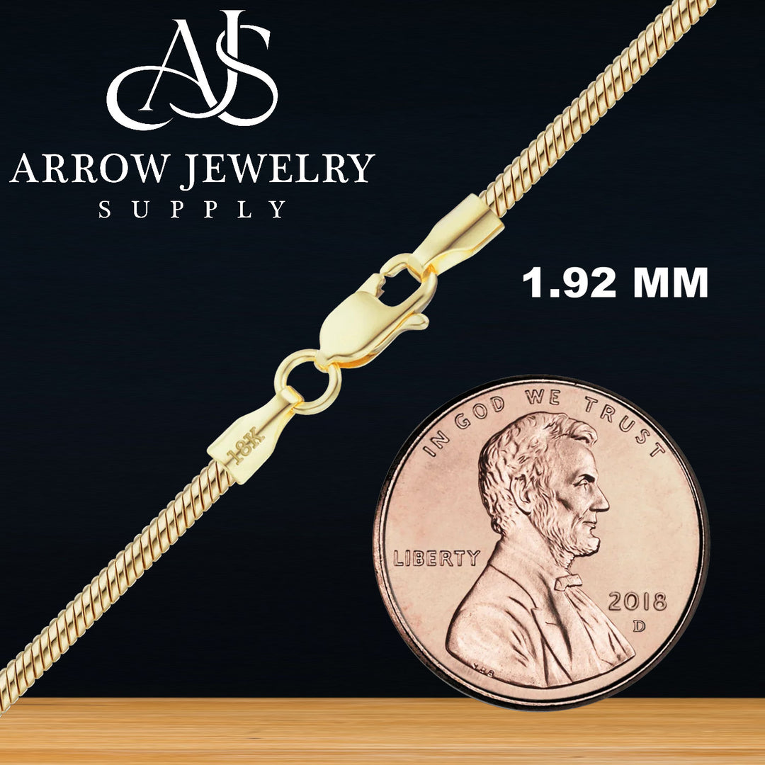 18K Solid Yellow Gold Round Snake Chain Bracelet
