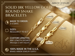 Load image into Gallery viewer, 18K Solid Yellow Gold Round Snake Chain Bracelet
