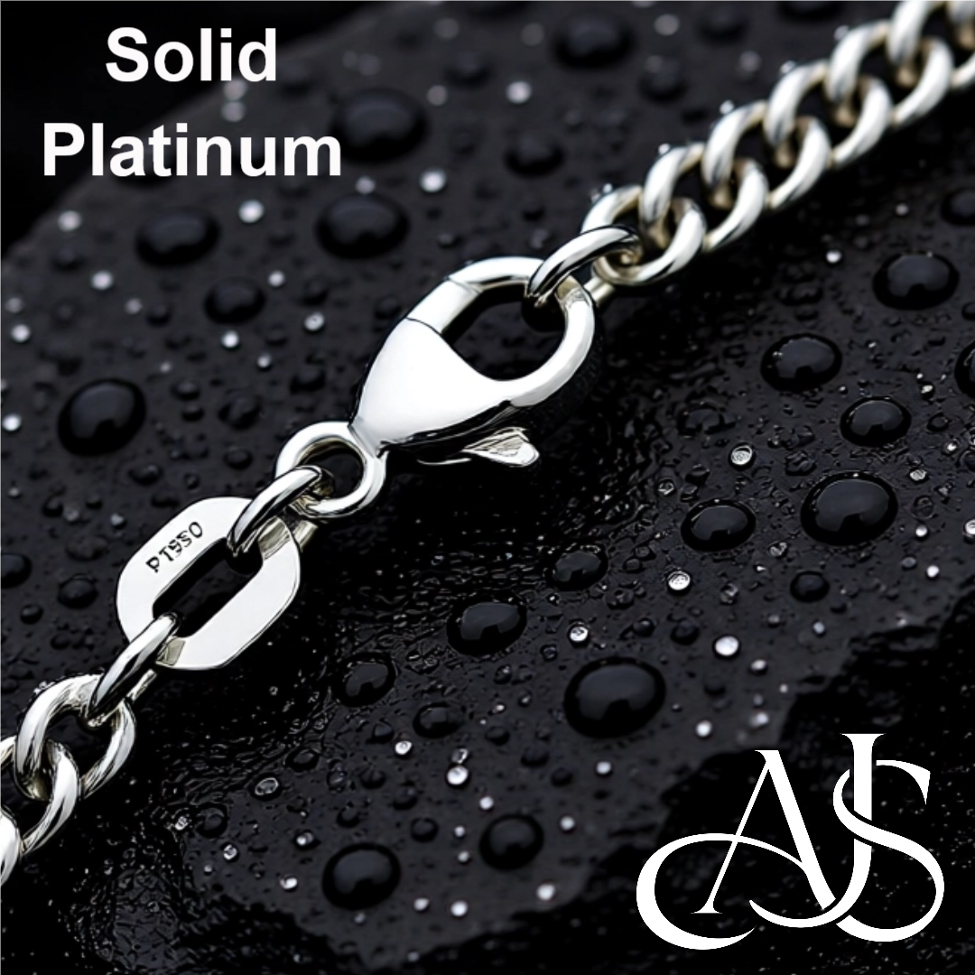 Solid 950 Platinum Curb Cuban Link Bracelet