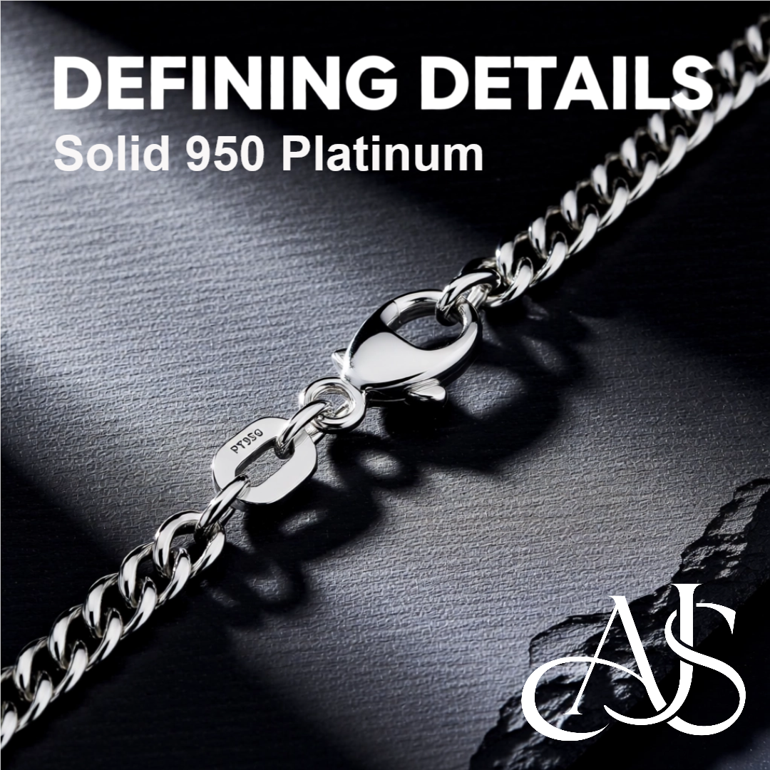 Solid 950 Platinum Curb Cuban Link Bracelet