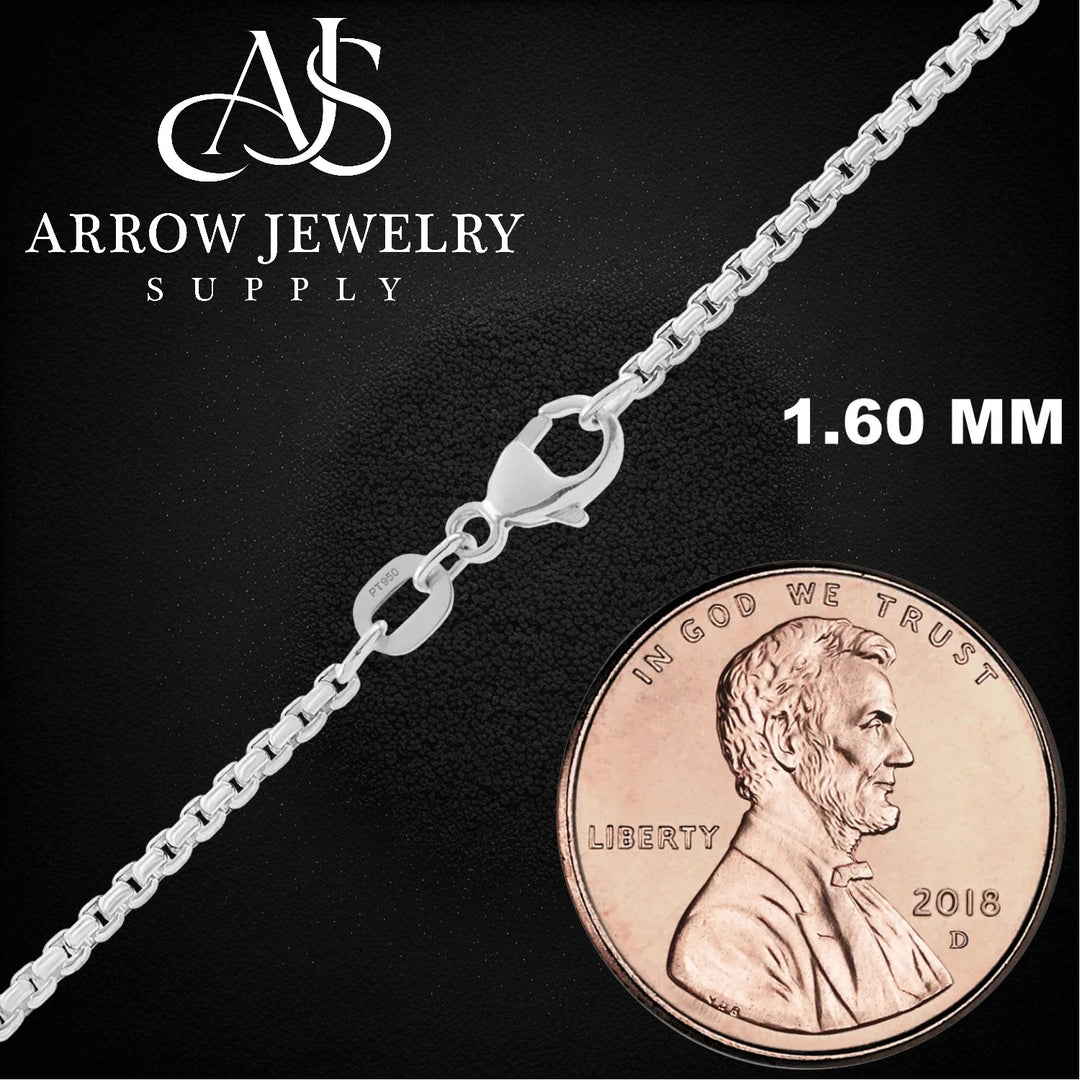 Solid 950 Platinum Round Box Bracelet