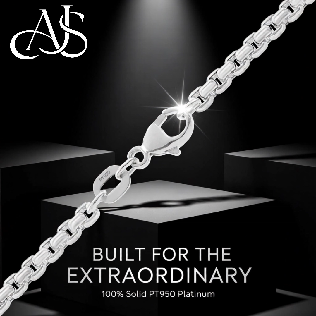 Solid 950 Platinum Round Box Bracelet