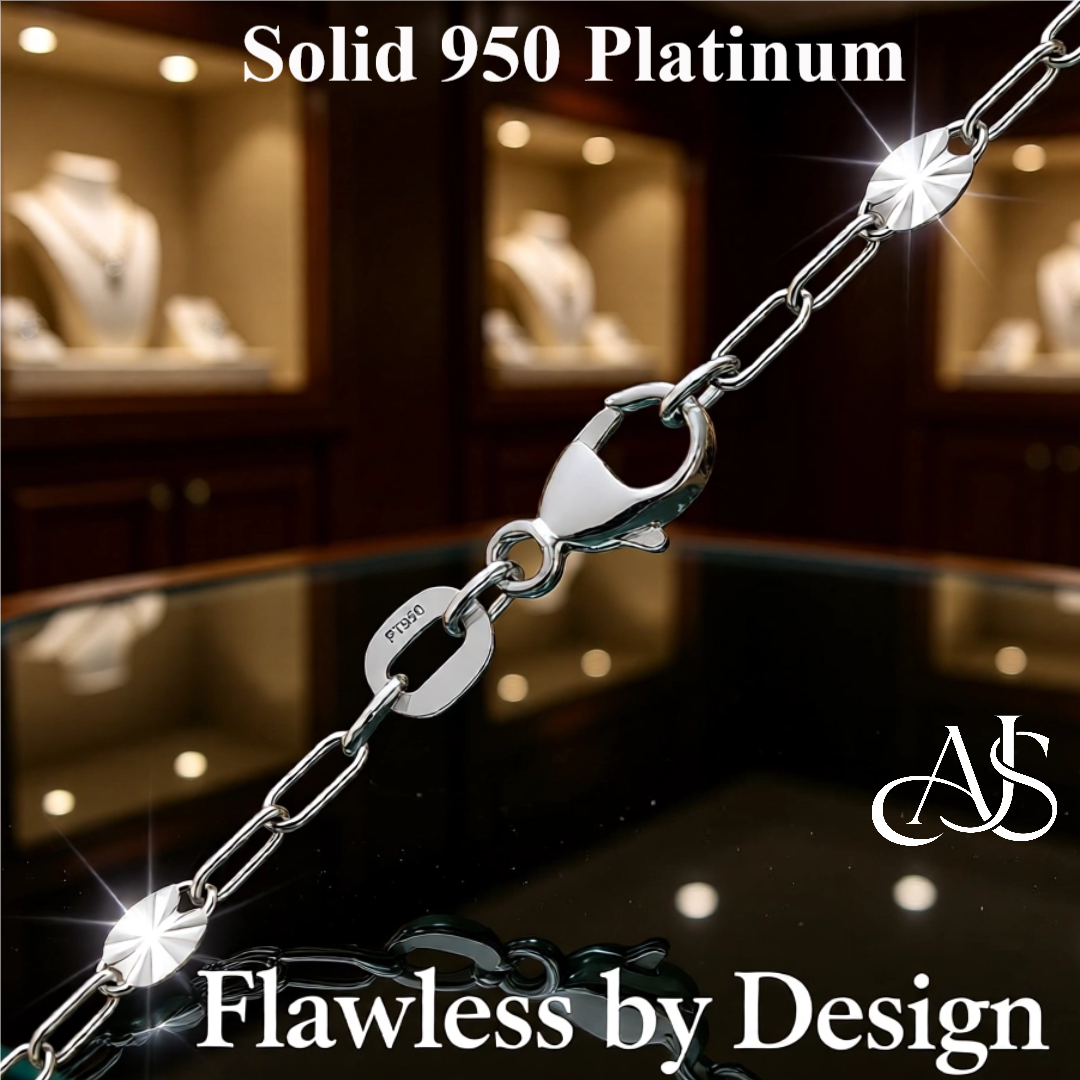 Solid Platinum Alternating Paperclip Cable Bracelet - 2.40mm Width