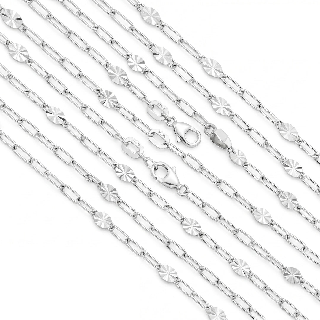 Solid Platinum Alternating Paperclip Cable Bracelet - 2.40mm Width