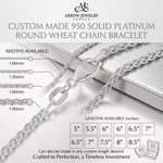 Load image into Gallery viewer, Solid 950 Platinum Round Wheat Chain Bracelet Made in any Length
